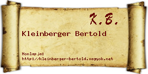 Kleinberger Bertold névjegykártya